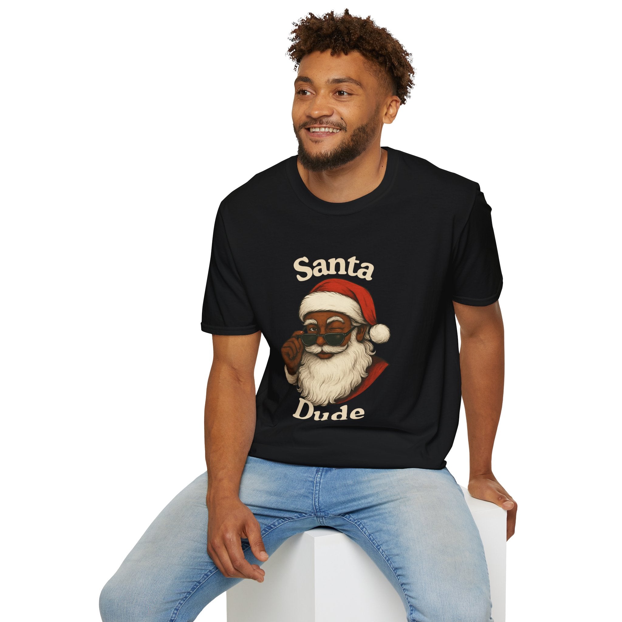Santa Dude T‑Shirt — Cool Black Santa Holiday Tee